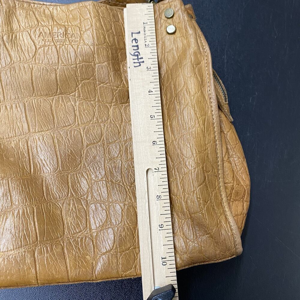 American Leather Co. Lenox Triple Entry Satchel Cafe Latte Debossed Croc Pattern - Picture 14 of 15